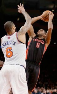 #6 Alan Anderson goes up  for a shot over Tyson Chandler. He scored 26 points vs the Knicks last week. Photo: pba-online.net